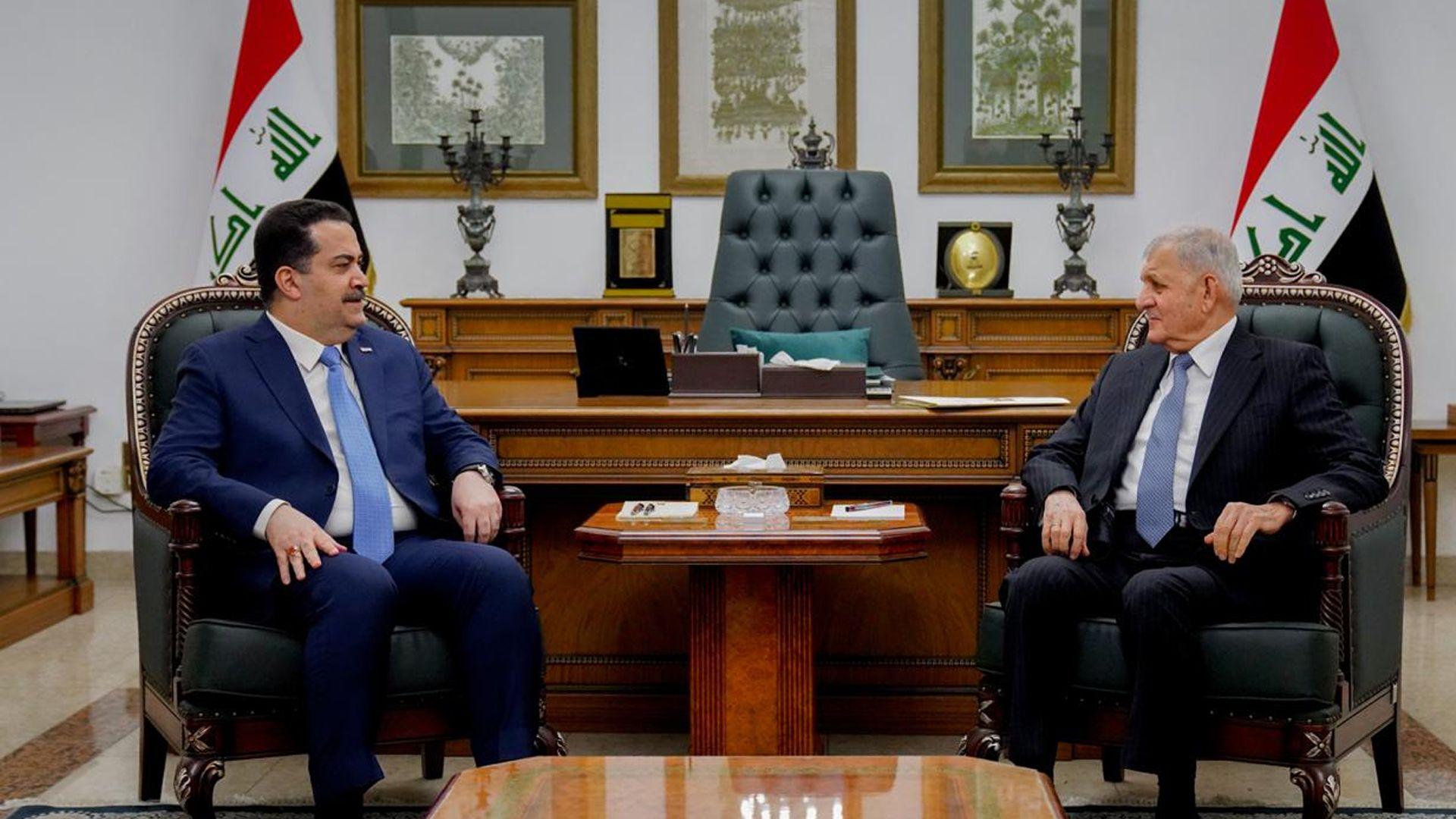 د.لەتیف رەشید، سەرۆک کۆماری عیراق  و محەمەد شیاع سودانی، سەرۆک وەزیران کۆبونەوە